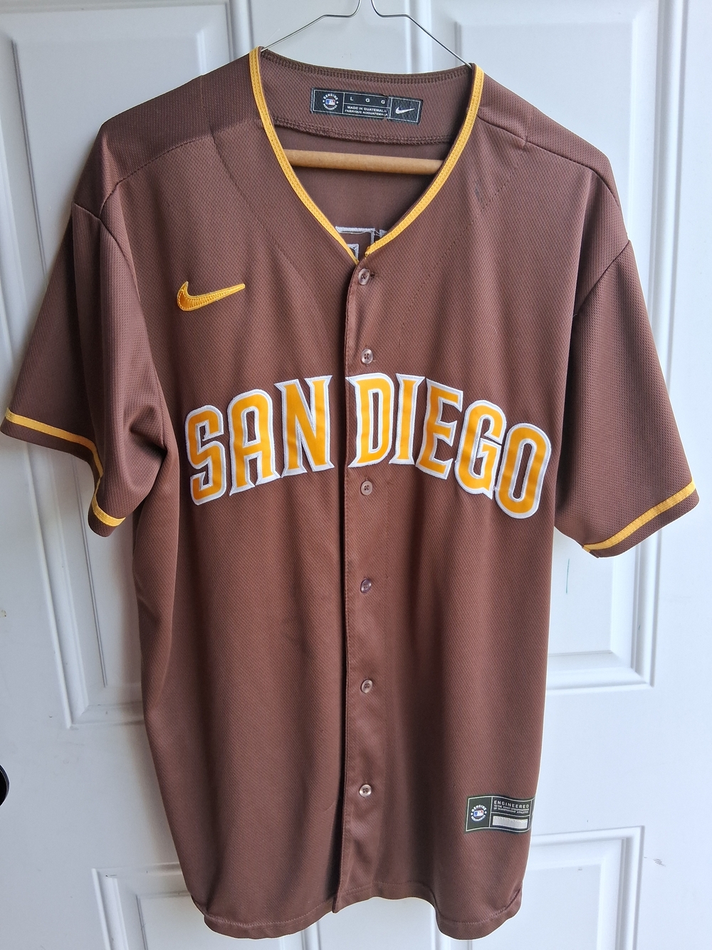Nike Brown and Gold San Diego Baseball Jersey #4 Myers